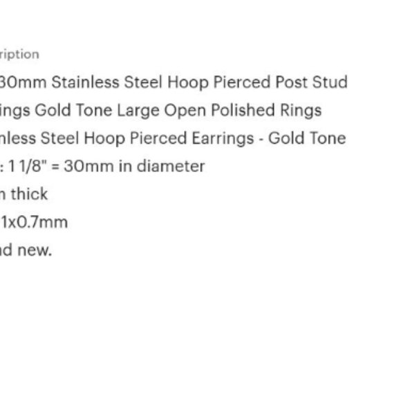 Big 30mm Stainless Steel Hoop Pierced Post Stud Earrings Gold Tone Large Open Po - Picture 2 of 7